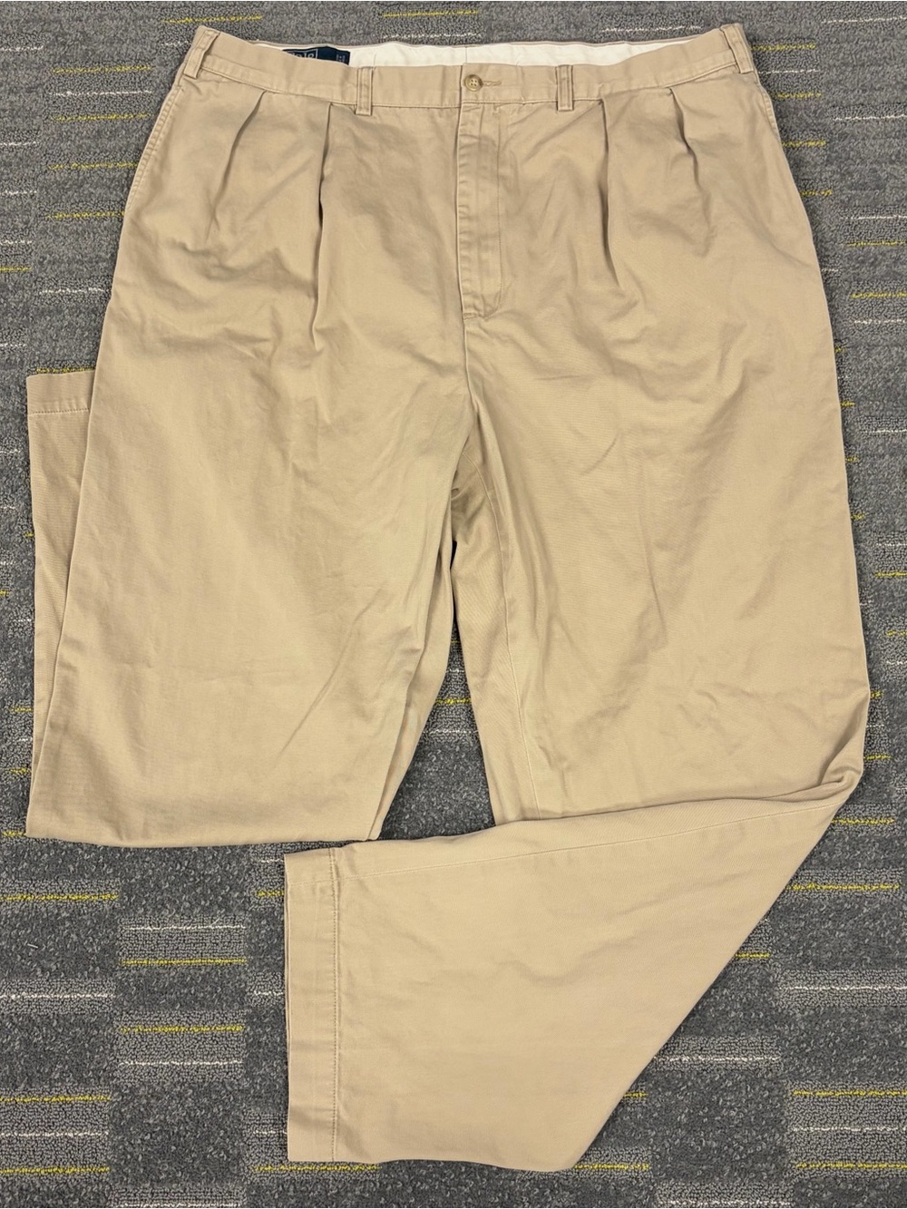 Polo Ralph Lauren Big Andrew Pant Men Chino Pants 42Bx34 Beige 100% Cotton Twill